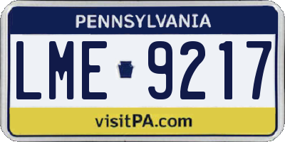 PA license plate LME9217