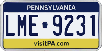PA license plate LME9231