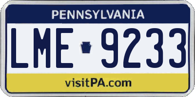 PA license plate LME9233