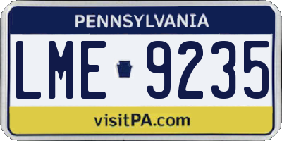 PA license plate LME9235
