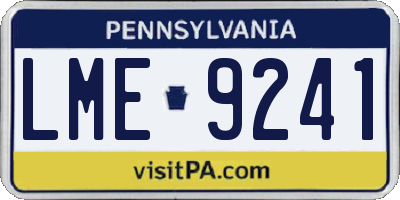PA license plate LME9241