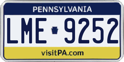 PA license plate LME9252