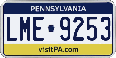 PA license plate LME9253