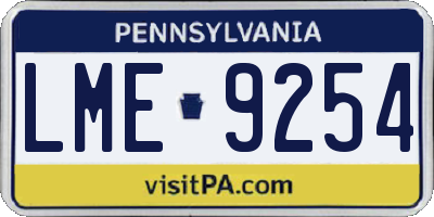 PA license plate LME9254