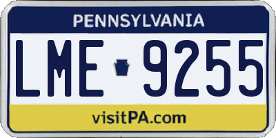 PA license plate LME9255