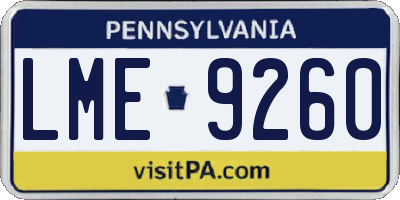 PA license plate LME9260