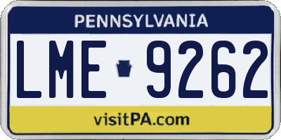 PA license plate LME9262