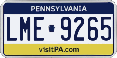 PA license plate LME9265