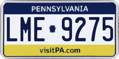PA license plate LME9275