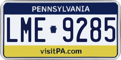 PA license plate LME9285
