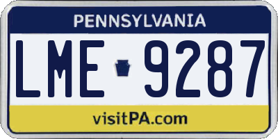 PA license plate LME9287