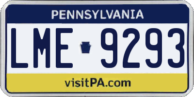 PA license plate LME9293