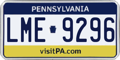 PA license plate LME9296
