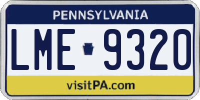 PA license plate LME9320