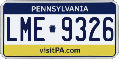 PA license plate LME9326