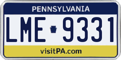 PA license plate LME9331