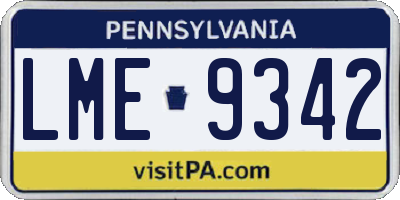 PA license plate LME9342