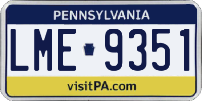 PA license plate LME9351
