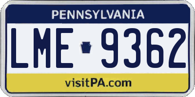 PA license plate LME9362
