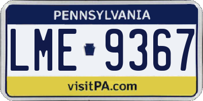 PA license plate LME9367
