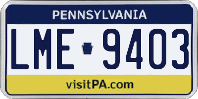 PA license plate LME9403