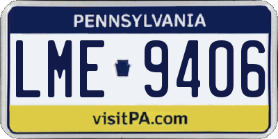 PA license plate LME9406
