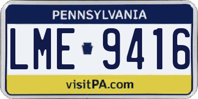 PA license plate LME9416