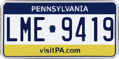 PA license plate LME9419