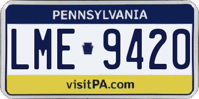 PA license plate LME9420