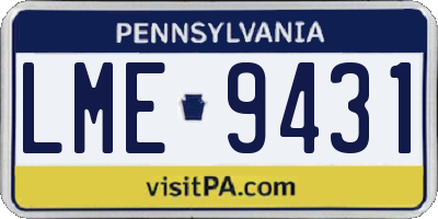 PA license plate LME9431