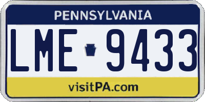 PA license plate LME9433
