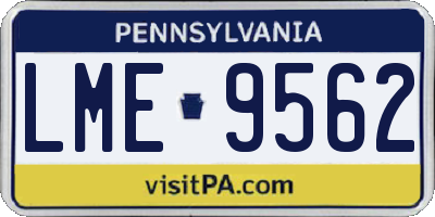 PA license plate LME9562