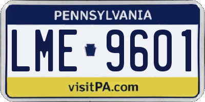 PA license plate LME9601
