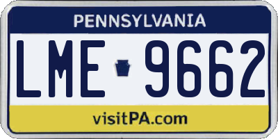 PA license plate LME9662