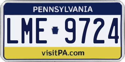 PA license plate LME9724