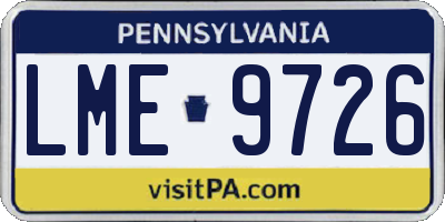 PA license plate LME9726