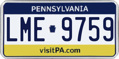 PA license plate LME9759