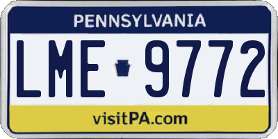PA license plate LME9772