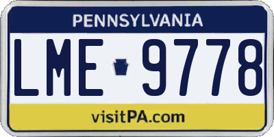 PA license plate LME9778