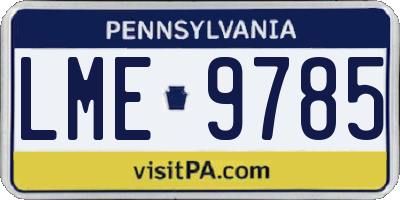 PA license plate LME9785