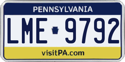 PA license plate LME9792