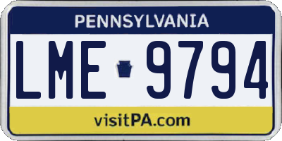 PA license plate LME9794