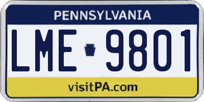 PA license plate LME9801