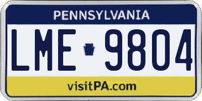 PA license plate LME9804