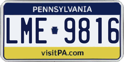 PA license plate LME9816