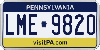 PA license plate LME9820