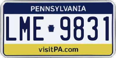 PA license plate LME9831