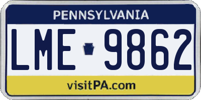 PA license plate LME9862