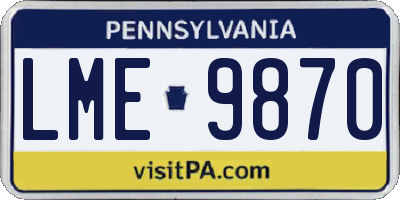 PA license plate LME9870