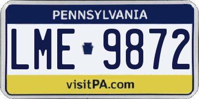PA license plate LME9872